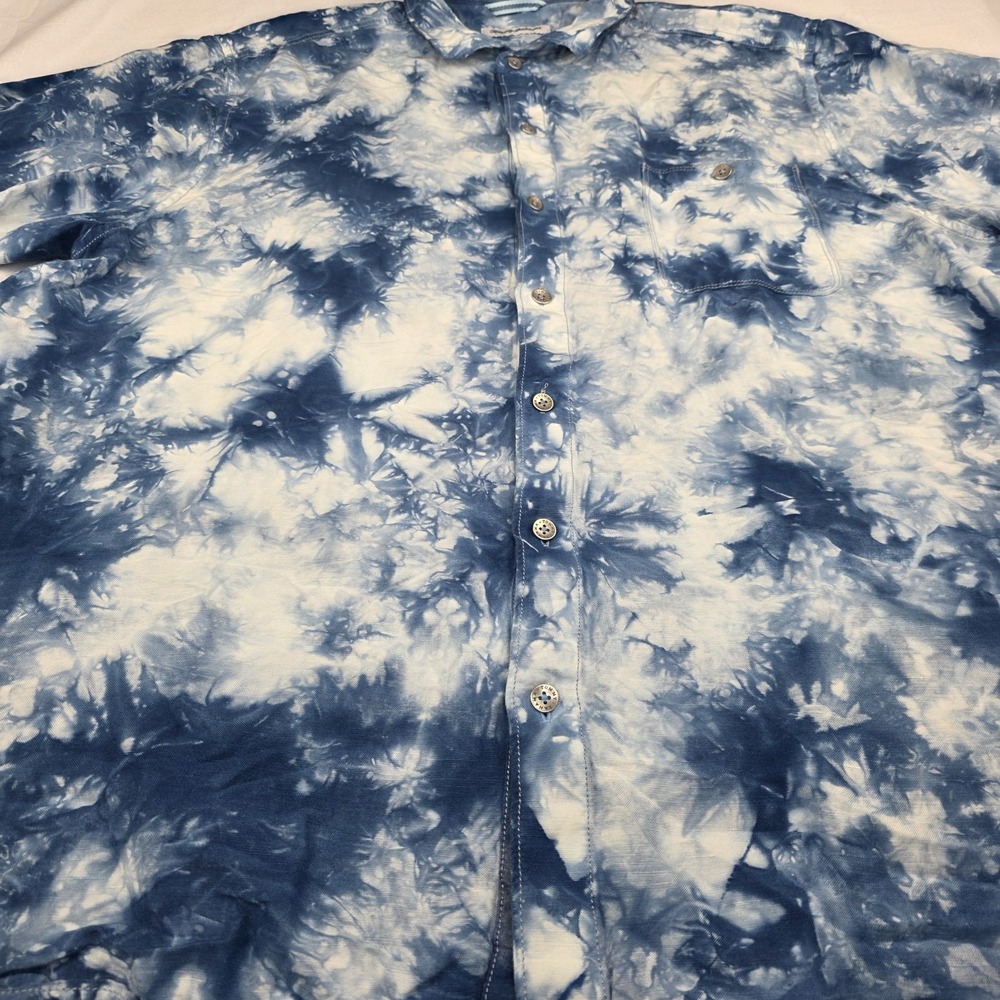 Tommy Bahama Camp Shirt Mens 2XL Poolside Tie Dye Linen Blend Coastal Vacation - Picture 6 of 12